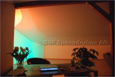 Lichtwand mit Farbwechsel, weiss hochglanz Spanndcke